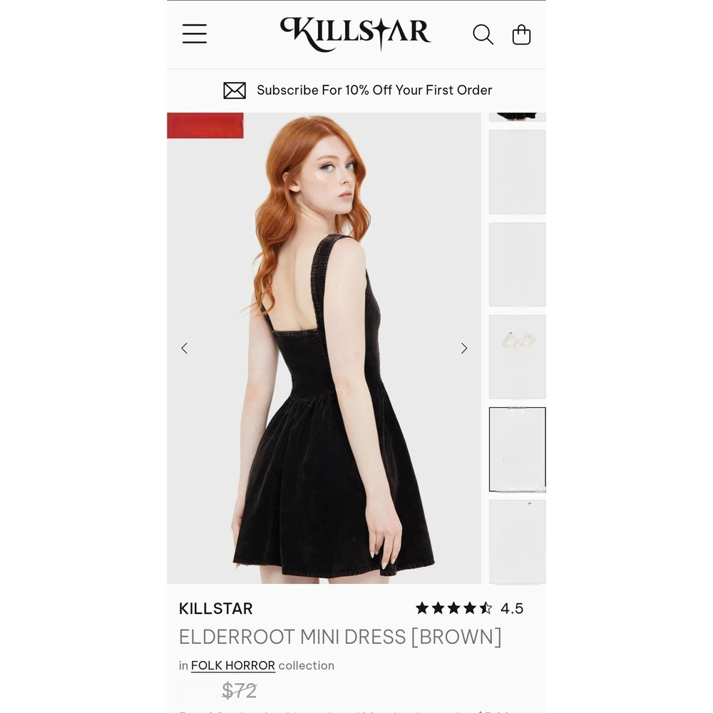 Killstar Elderroot Mini Dress Brown Corduroy Folk Horror Gothic KSRA013741XL XL